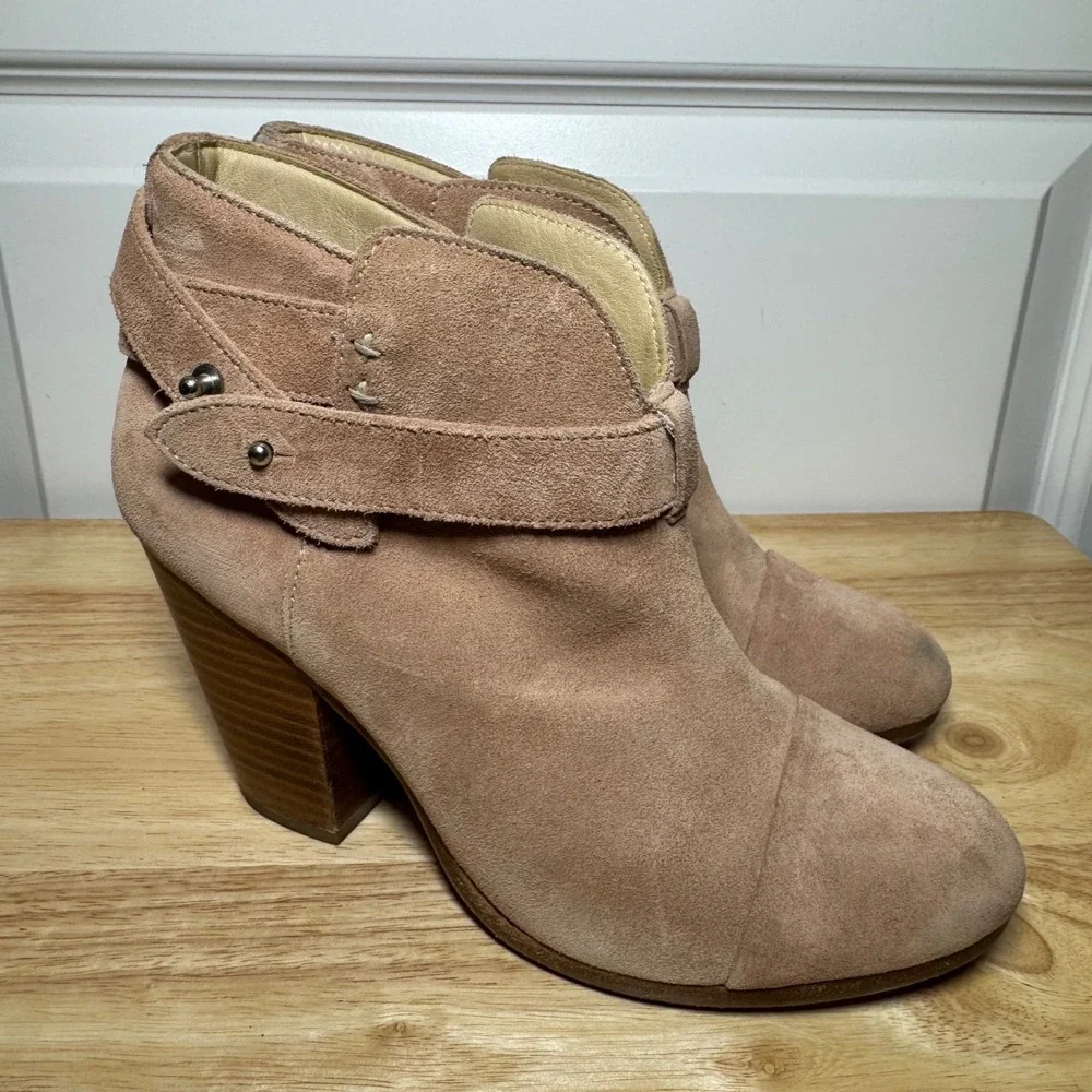 Rag & Bone Harrow Suede Ankle Boots Dusty Rose Pink 36.5 Made in Italy
